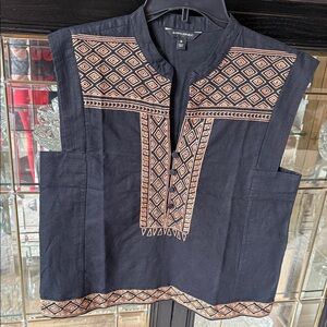 Banana Republic Black and Tan Diamond Pattern Blouse